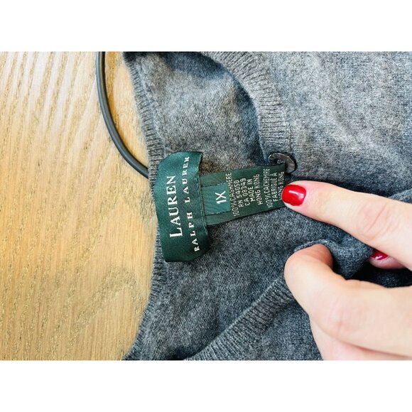 Lauren Ralph Lauren Soft Cashmere Cardigan Sweater Gray - Picture 4 of 7